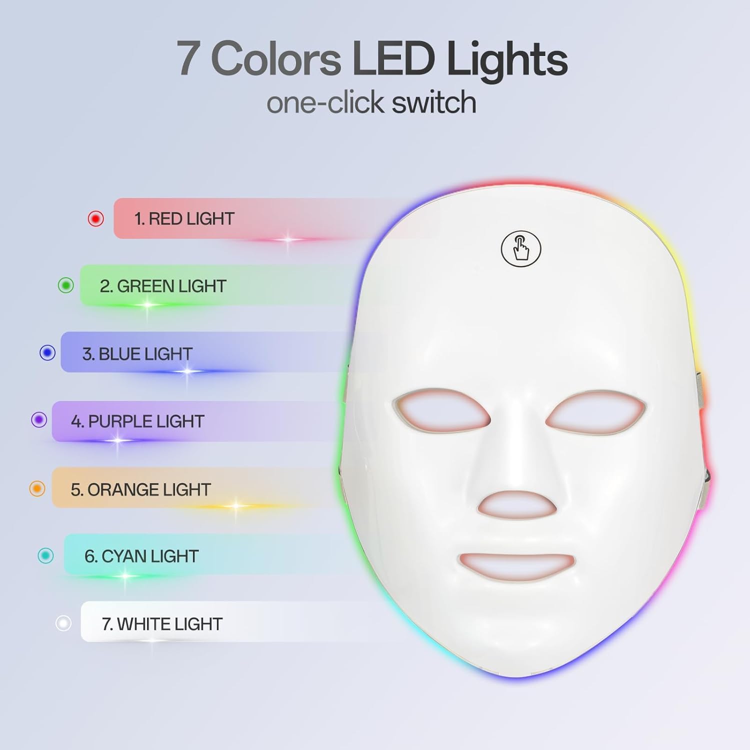 Red Light Mask for Face, 7 Color Red Light Facial Masks, At-Home Facial Care Device, Portable, Cordless, and Rechargeable